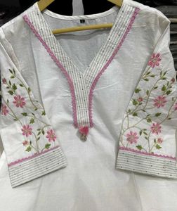 White Embroidered Kurta pant set