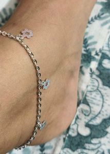 Delicate Flower Anklet pure silver