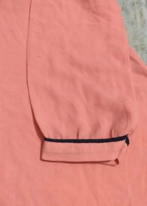 Chic Peach Blouse with Zipper Detail