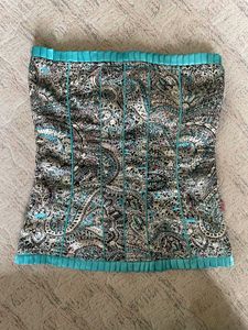 Paisley Satin Turquoise Corset Top