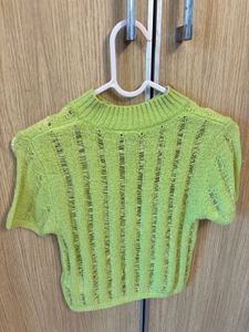 Lime Green Cropped Knit Top