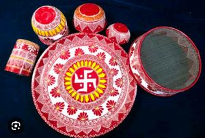 Aipan Art Karwachauth Pooja Set