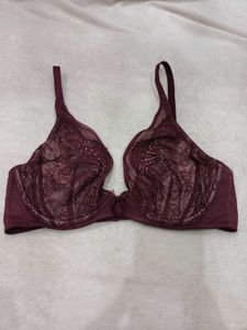 Lace Detail Burgundy Bra