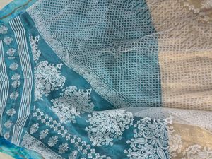 Stunning Blue &amp; White Ethnic Gown