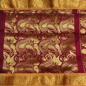 Maroon Silk Saree with Blouse