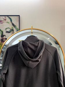Grey Zip-Up Hoodie with Coral Drawstrings