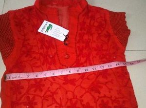 Red Embroidered Kurta