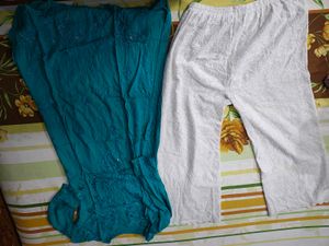 Beautiful Teal Kurta Set with White Palazzo