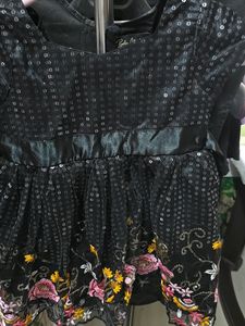 Sparkling Black Floral Dress