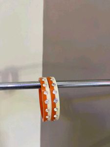 Orange & Cream Rhinestone Bangles