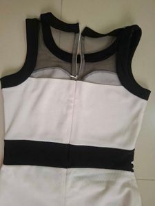Chic White &amp; Black Peplum Dress
