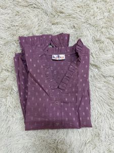 Purple Textured V-Neck Blouse
