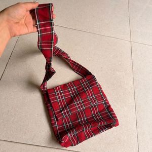 Handmade Red Checkered Bag