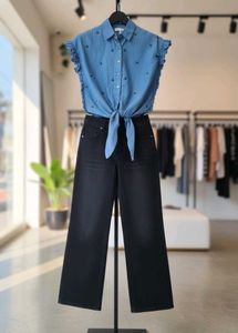 Denim Tie-Front Top