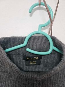 Striped Hem Gray Turtleneck