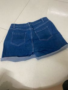 Blue Denim Cuff Shorts