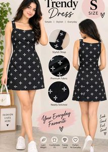 Trendy Black & White Pattern Dress