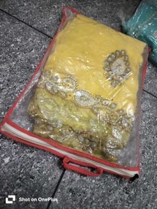 Vibrant Yellow Embellished Saree special offer 🎉