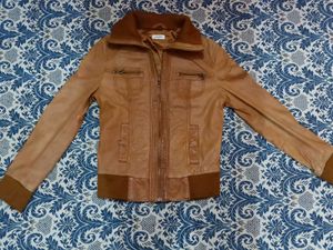 Brown Faux Leather Jacket