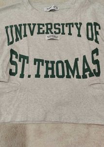 Grey University of St. Thomas Cropped T-Shirt