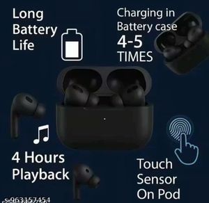 new Black Wireless Earbuds with Charging Case