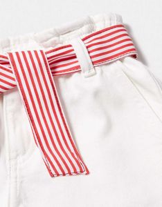 White Shorts with Red Striped Belt   LR-36