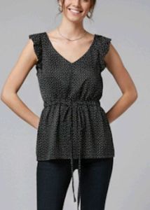 Polka Dot Ruffle Sleeve Top