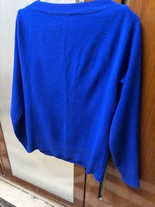 Blue Textured Knit Pullover
