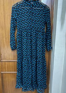 Chic Printed Long Sleeve Midi Dress