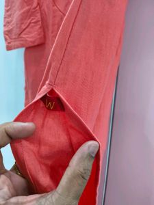 W peach Cotton Kurta