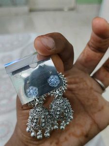 Silver Oxidized Jhumka Earrings