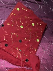 Maroon Embroidered Saree
