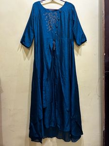 Neeru’s Blue Embellished Flared Kurta