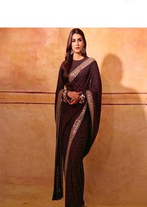 Elegant Dark Brown Saree