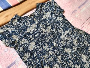 Elegant Blue Floral Print Dress