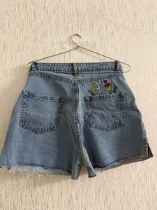 Light Wash Distressed Denim Shorts