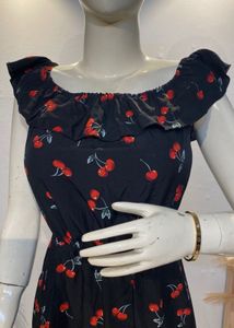 Cute Cherry Print Ruffle Dress