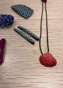 Assorted Hair Clips and Necklace