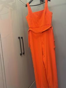 Vibrant Orange Wide-Leg Jumpsuit
