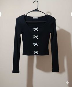 Black bow front Crop Top