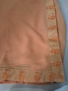 Elegant Peach Saree with Golden Border
