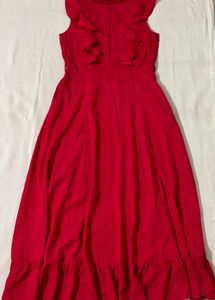 Red Vibrant Ruffled Maxi Dress