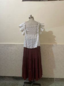 Boho White Smocked Tiered Top