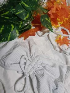 137.White Halter Bikini Top