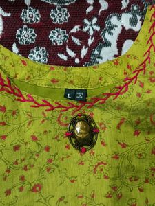 Floral Print Green Kurta