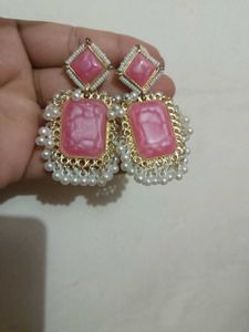 Pink & Pearl Drop Earrings