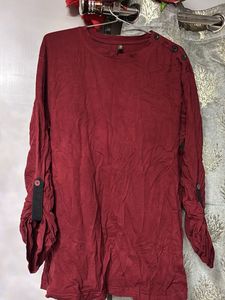 Maroon Long Sleeve Button t-shirt