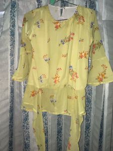 Yellow Floral Printed Kurta
