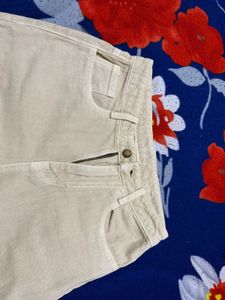 Cream Wide Leg Jeans