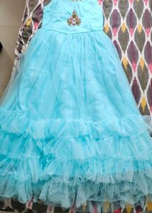 Stunning Blue Tulle Gown with Embellished Jacket